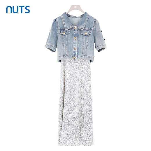 NUTS商场同款夏季时尚气质减龄牛仔外套吊带连衣裙套装423101190 商品图0