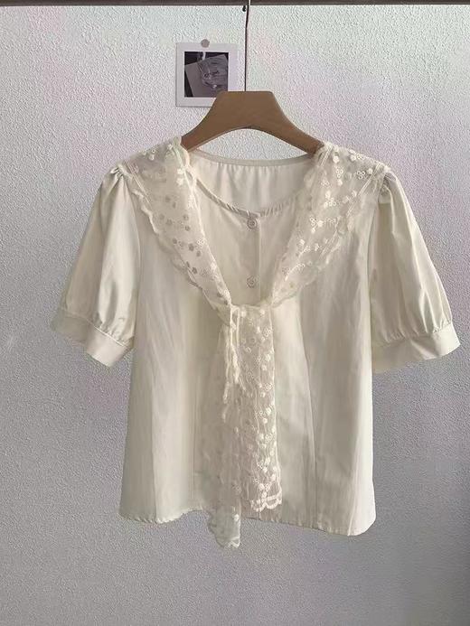 夏季最后清仓【韩系小衫】（赠送披肩）25082棉短款简约短袖小衫-喜出 商品图7