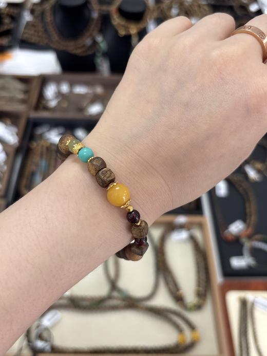 【沉香溯源】松韵榴华沉香手串约8mm棋楠珠约6mm棋楠珠约10mm蜜蜡约6mm菱镁矿约5mm石榴石约6mm和田玉S925银镀金 BCCSDIY04 特殊商品请在收货之后48小时内申请退换货过期不予处理 商品图6