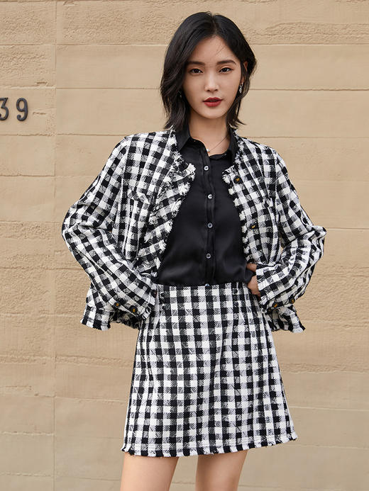 复古风来袭！黑白格纹半身裙，轻松打造时髦造型 商品图1