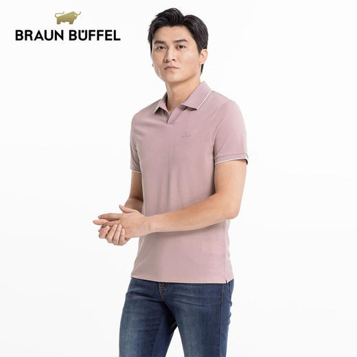 BRAUN BUFFEL/布兰施男士轻奢商务休闲翻领短袖polo衫舒适百搭T恤 商品图1