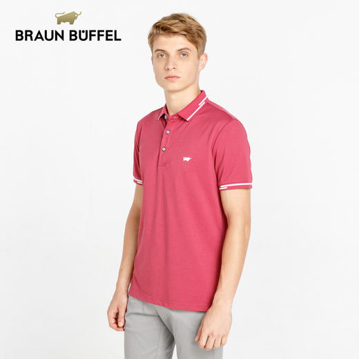 BRAUN BUFFEL/布兰施男士商务拼色翻领男装短袖T恤保罗polo衫男 商品图4