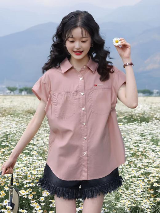 【时装系列】ME TOWN'S D5110宽松100%棉翻领短袖衬衫-喜出 商品图2