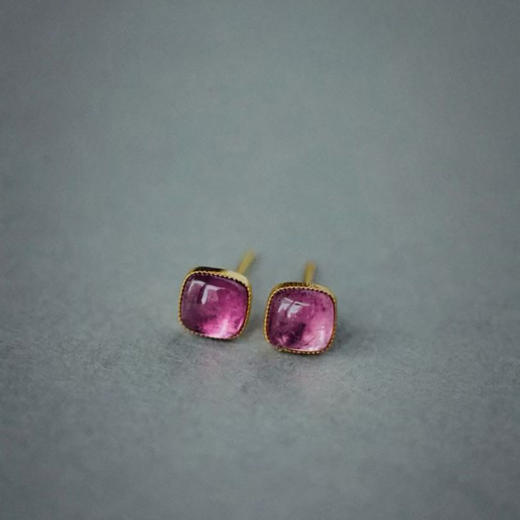 龢盒原创 18k玫瑰色碧玺耳钉 商品图2