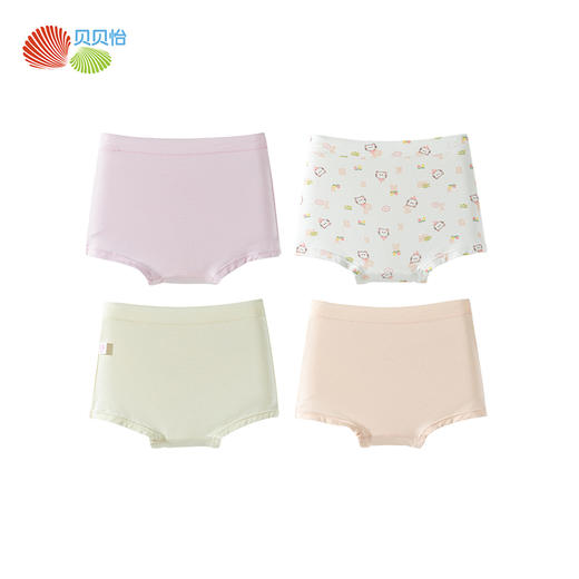 贝贝怡夏季新款女童亲肤透气平角内裤卡通猫咪印花女孩内裤（4件装）ZB5EP014 商品图4