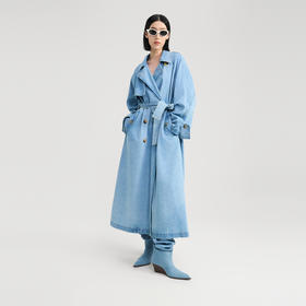 lost in echo2024秋季新款高级休闲双排牛角扣牛仔长款风衣外套女