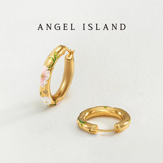 ANGEL ISLAND 「花园」彩色白色滴釉浮雕花卉耳圈气质古典耳环 商品图9