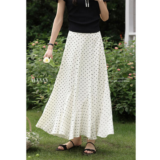 鹿向南「风铃轻语」法式波点百搭半身裙夏新款时尚宽松通勤长裙女DYL661932 商品图1