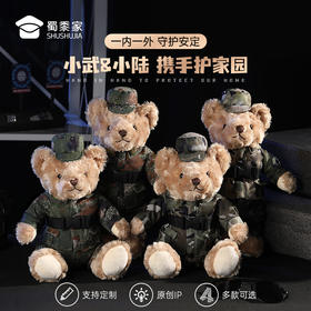 【迷彩小熊小陆&小武】毛绒公仔玩具儿童坐姿/站姿毛绒小熊玩偶布娃娃送礼礼品礼物