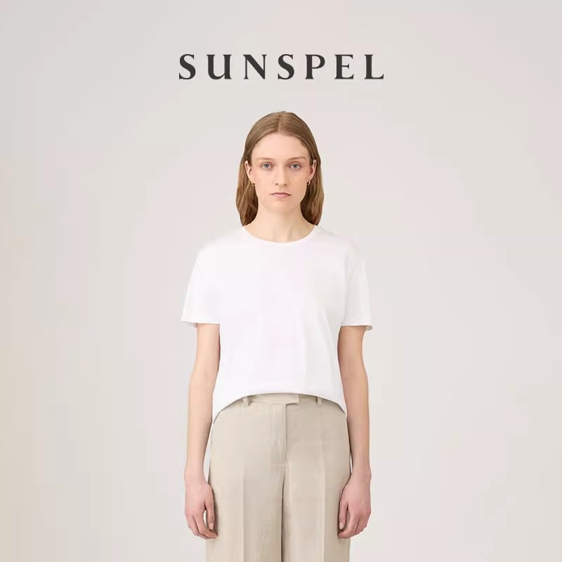 SUNSPEL女士经典款Supima棉短袖中磅New Boy Fit 经典T恤春夏