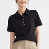 「自j」全新升级【铂金会员109/天猫149/差价40】(73112)洛诗琳轻氧感翻领休闲短袖T恤2025夏季显瘦正肩金扣polo小衫 商品缩略图1