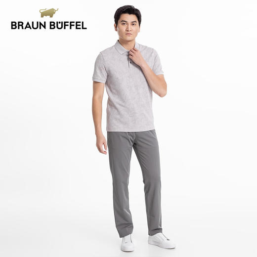 BRAUN BUFFEL/布兰施男士商务休闲翻领短袖POLO衫舒适百搭上衣T恤 商品图4