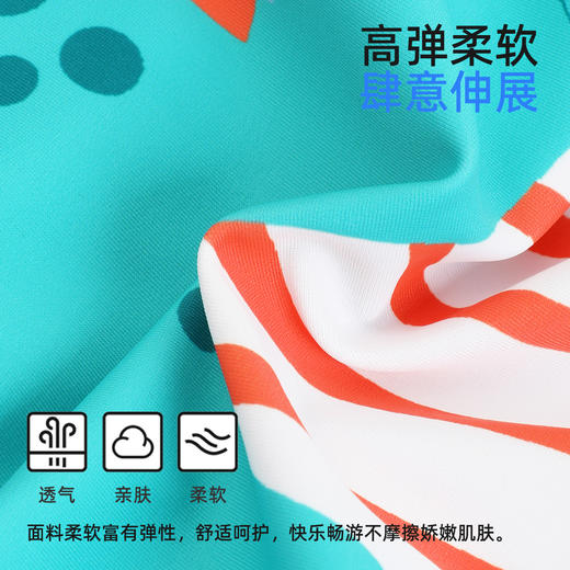 【商场同款】熳洁儿 男童游泳衣卡通图案长袖连体泳衣高弹透气配泳帽23206601 商品图3