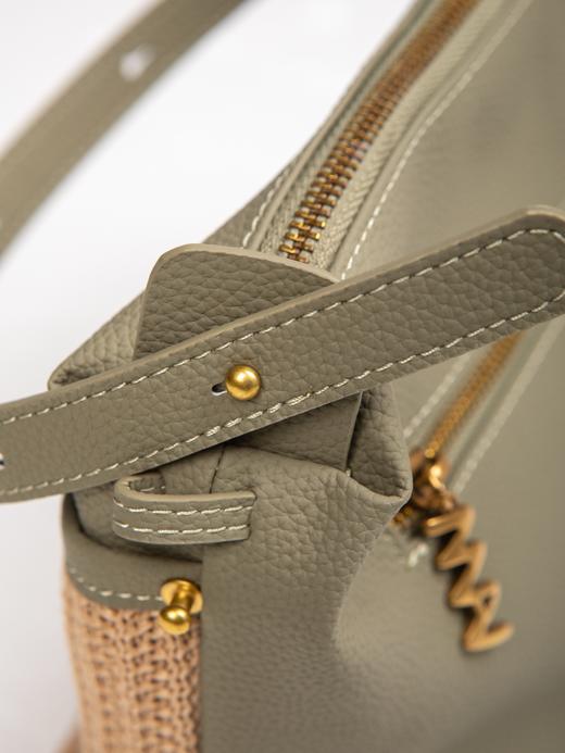 一周内发货🌿【拍1得2  子母包 头层牛皮编织包】通勤&度假，拼接感轻奢水桶包，休闲单肩包，可单肩、斜跨、手提，清新抹茶绿🍀 商品图9