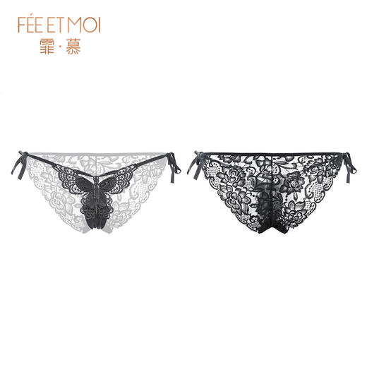 【情趣内衣】霏慕 蝶韵调情蕾丝饰臀绑带内裤7139 商品图12
