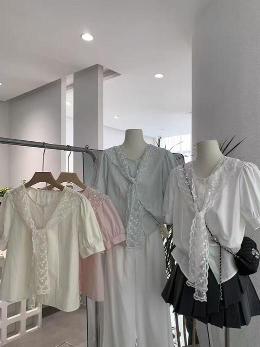 夏季最后清仓【韩系小衫】（赠送披肩）25082棉短款简约短袖小衫-喜出 商品图4