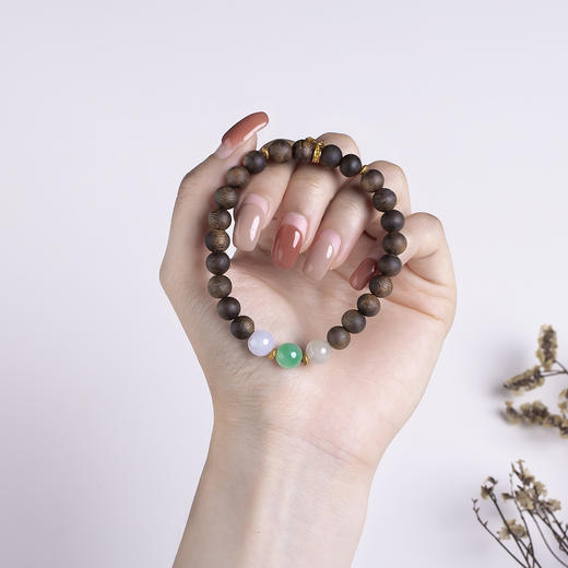 xy0449沉香+翡翠三宝手串 商品图7