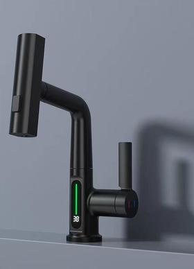 5611 飞雨抽拉数显面盆 黑色