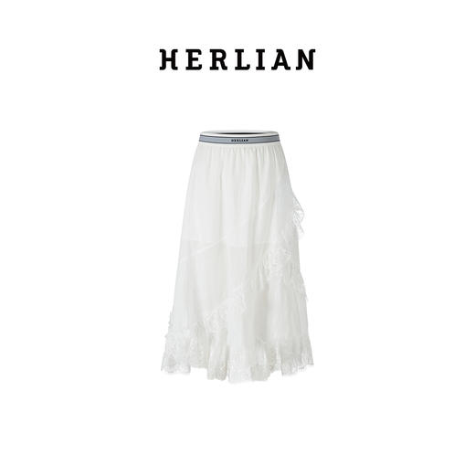 Herlian2025年秋季新品女士半身裙不规则下摆睫毛蕾丝长裙 商品图4