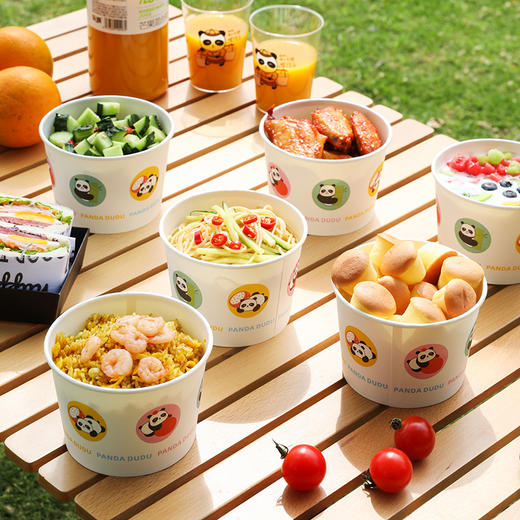 【批发】美丽雅660ml纸碗食品级家用加厚打包外卖餐盒 1袋 商品图5