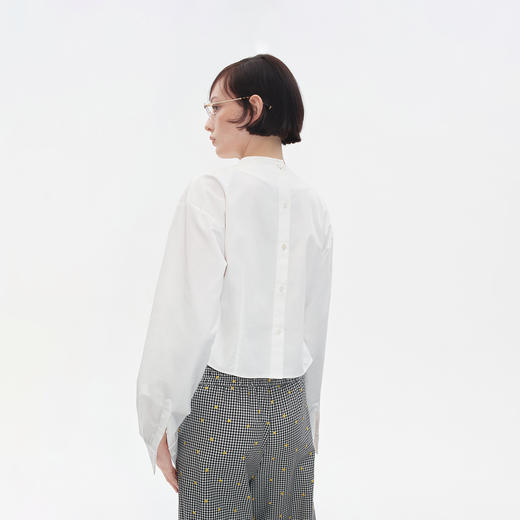 Herlian2025年秋季新品女士可拆卸蝴蝶结设计背后暗扣格纹衬衫 商品图3