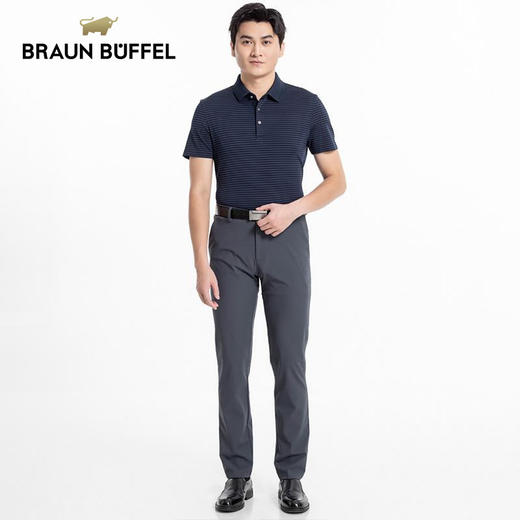 BRAUN BUFFEL/布兰施男士轻奢商务休闲POLO衫舒适百搭翻领横条T恤 商品图4