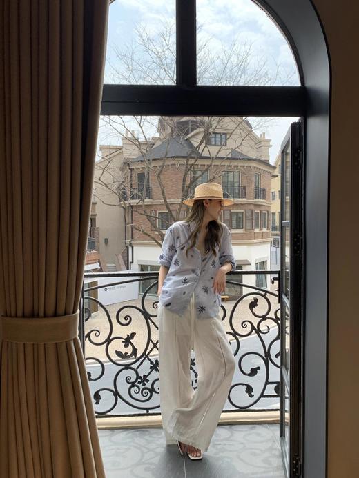 小众原单高阶时髦棕榈树下刺绣条纹衬衫 商品图11