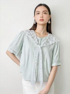 夏季最后清仓【韩系小衫】（赠送披肩）25082棉短款简约短袖小衫-喜出