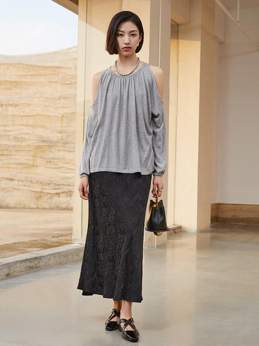 黑色提花鱼尾裙女 2025 新款高腰中长款 复古优雅包臀半身裙 商品图1