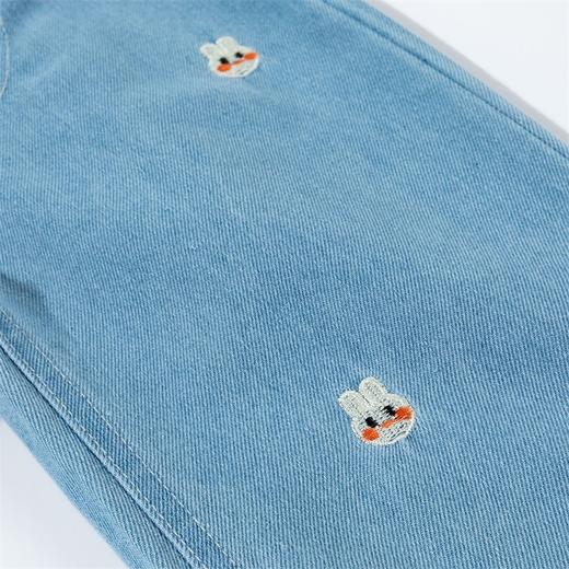 贝贝怡2025春秋新款柔软牛仔裤中大童百搭休闲裤刺绣萌兔女孩牛仔裤ZB3EK017 商品图5