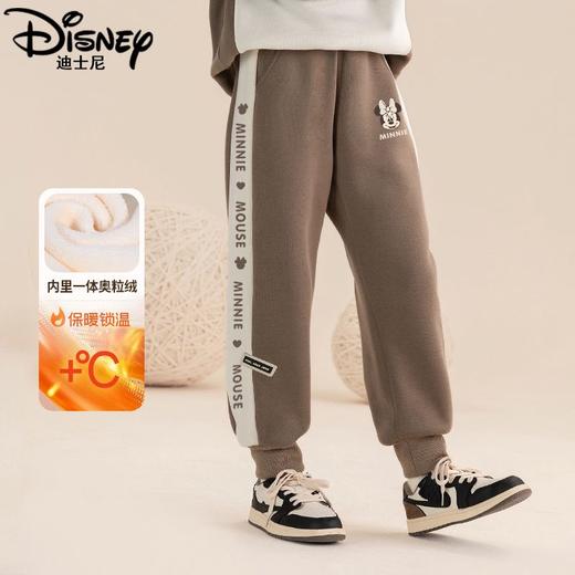 迪士尼儿童加绒裤子女孩加厚冬季女童卫裤一体绒女大童保暖裤外穿 商品图1