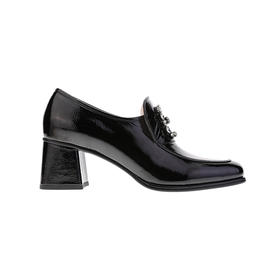 sheme新生系列女士漆皮高跟乐福鞋E型水晶扣件休闲时尚可定制