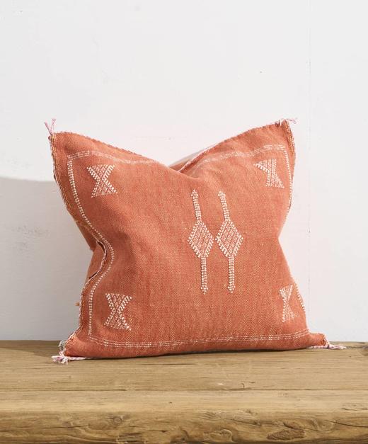 伽罗 JALO 摩洛哥进口手工龙舌兰丝抱枕【橘色&橘红色】约50x50cm 商品图2