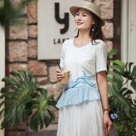 【林栖设计小店】（现货）【林栖推荐】蓝色海浪夏季新款白色T恤N1953213