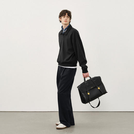 714street松紧腰毛呢男士休闲西裤垂坠感高级感秋季新款卫裤长裤 商品图2