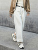 白色高腰阔腿牛仔裤 卷边宽松 2025 新款 慵懒风拖地裤 商品缩略图0