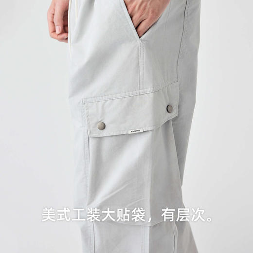 墨麦客美式复古工装直筒休闲裤男士2025夏季新款松紧腰裤子男潮流 商品图2