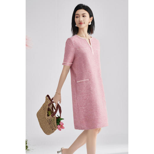 米思阳2025夏季轻薄新款轻奢小香风连衣裙H版显瘦减龄百搭连衣裙0858 商品图3