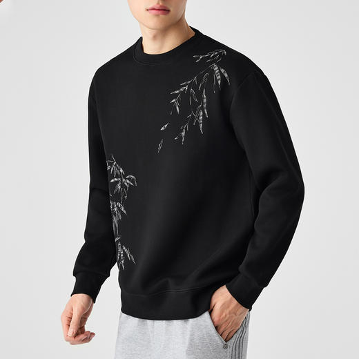 墨麦客男装新中式刺绣圆领卫衣男士2025春季新款长袖上衣外套男。 商品图0