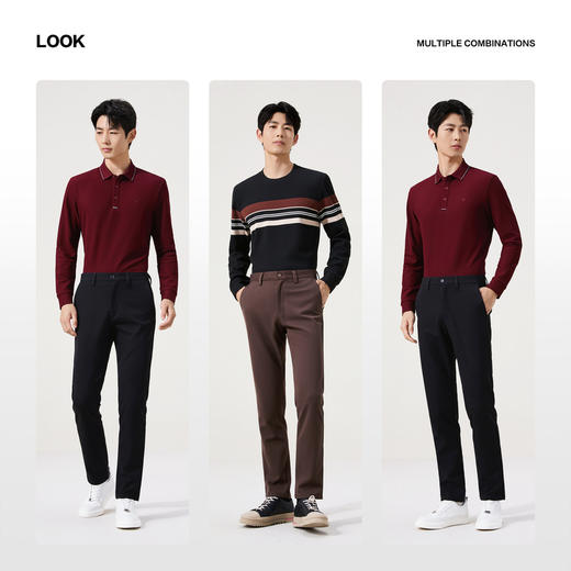 【含羊毛/莱赛尔】柒牌男士休闲裤2025秋冬保暖通勤商务直筒长裤129H70890 商品图2