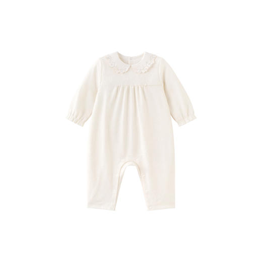 【高定系列】英氏新生婴儿衣服秋装新款棉羊毛女宝宝长袖翻领哈衣 商品图4