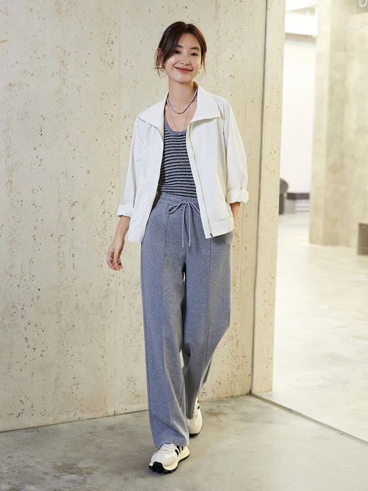 懒人必入～灰色高腰阔腿裤 垂感直筒 百搭休闲拖地裤 2025 商品图1