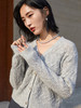 温柔浅灰的邂逅！V 领绞花针织开衫，尽显慵懒高级感 商品缩略图0