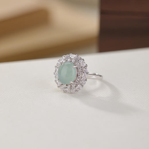 【海洋之遇】蓝水翡翠S925纯银蛋面镶嵌戒指【CW-JZ07006】 商品图2