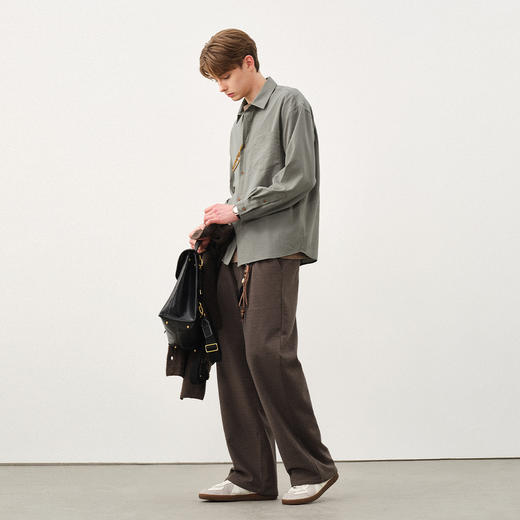 714street轻薄抗皱宽松长袖衬衫男高级感秋季新款美拉德穿搭上衣 商品图1