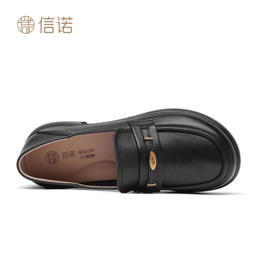信诺真皮乐福鞋女款2025新款秋季英伦风小皮鞋一脚蹬软底妈妈单鞋5Q8681-17 商品图1