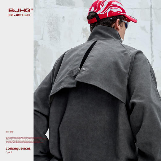 BJHG不计后果美式复古PU皮外套男款秋装刺绣机能风小众设计感夹克 商品图4