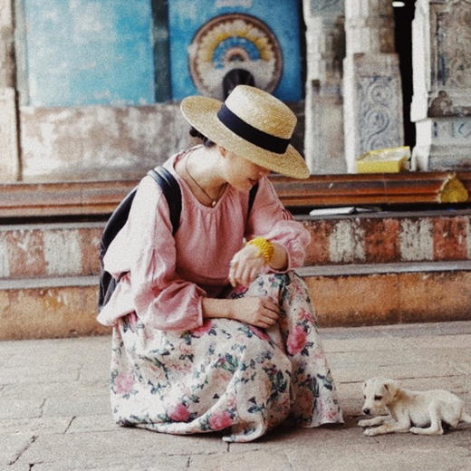 绽放旅行女装539朵/复活款·2018年苎麻印花松紧腰抽褶半身长裙女 商品图1