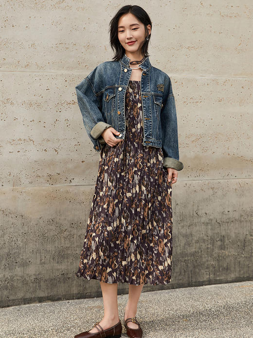 复古碎花吊带连衣裙女 春夏款宽松显瘦中长裙 温柔风气质打底裙 商品图0