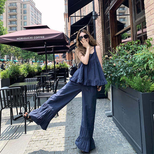 裁缝学苑AH34无袖吊带小衫纸样阔腿裤套装女装裤子样板图纸 商品图2